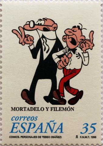 Sello postal de Mortadelo y Filemón.